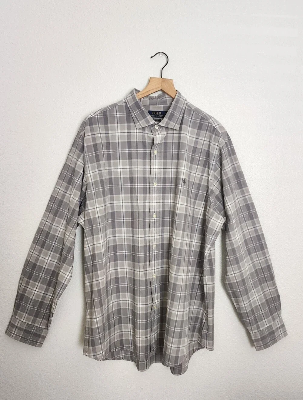 Polo Ralph Lauren Classic Fit Gray Plaid Button Down Long Sleeve XXL Shirt